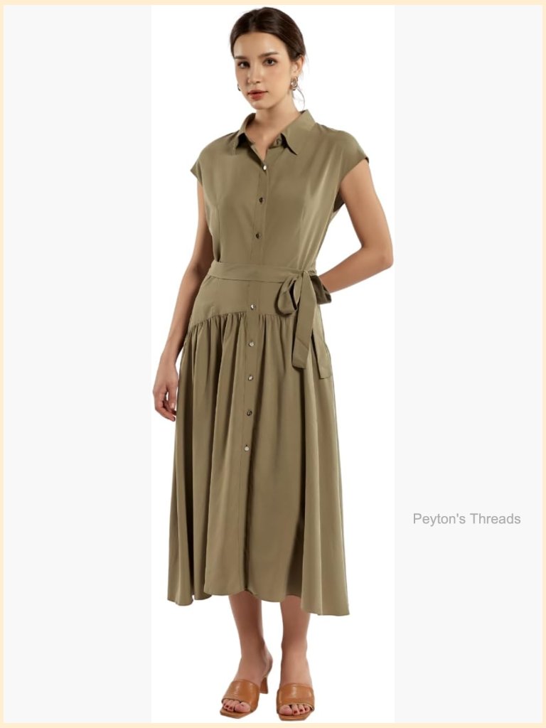 Woven Flared Maxi Dress, Flowy Casual Spring Summer Dress
